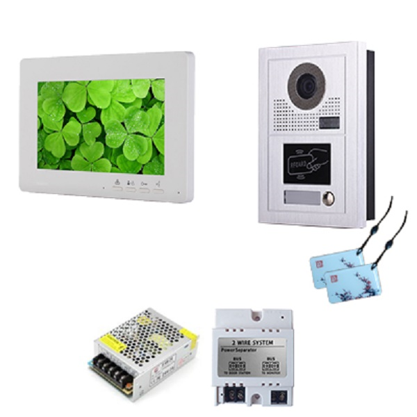 Komplet 2-Wire vanjska Fisheye RFID jedinica, 7-inčna LCD i kartice MIFARE EM125kHz