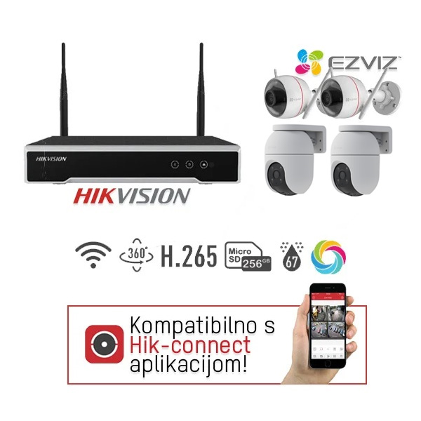 Video komplet 4 kamere Ezviz WiFi ColorVu/PT