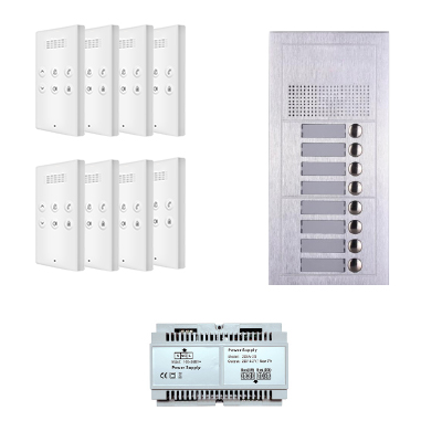 Komplet 2-Wire vanjska audio jedinica 8 tipki + 8x unutarnjih jedinica HandsFree